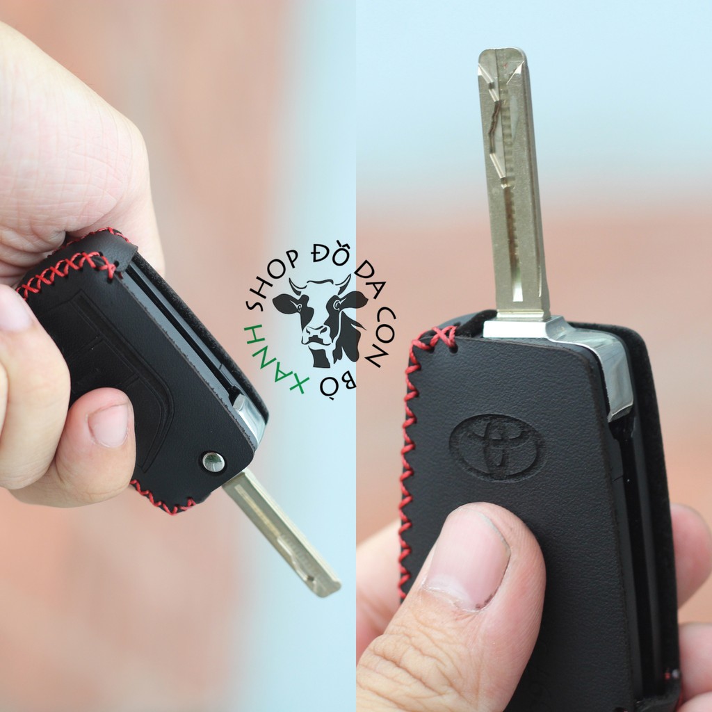 Bao da dành cho chìa khóa Toyota Innova, Fortuner, Altis, Hilux chìa khóa cơ handmade da thật 006