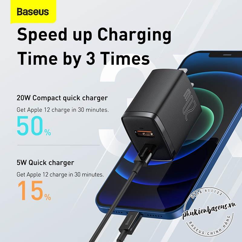 Cóc sạc nhanh siêu nhỏ gọn Baseus Compact Quick Charger 20W - Hàng chính hãng