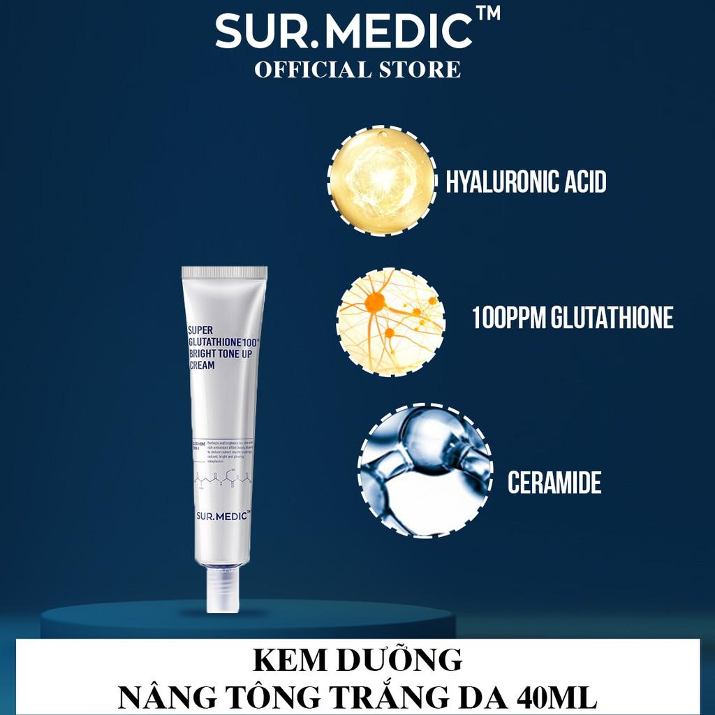 Kem Dưỡng Nâng Tông Trắng Da SURMEDIC Super Glutathione 100 Bright Tone Up Cream 40ml