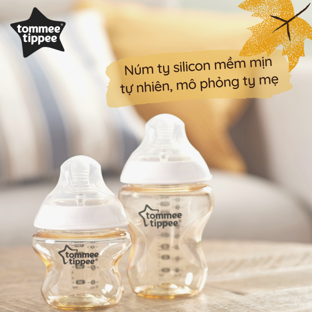 COMBO 2 Bình sữa PPSU ty siêu mềm tự nhiên Tommee Tippee Closer to Nature 150ml &amp; 260ml