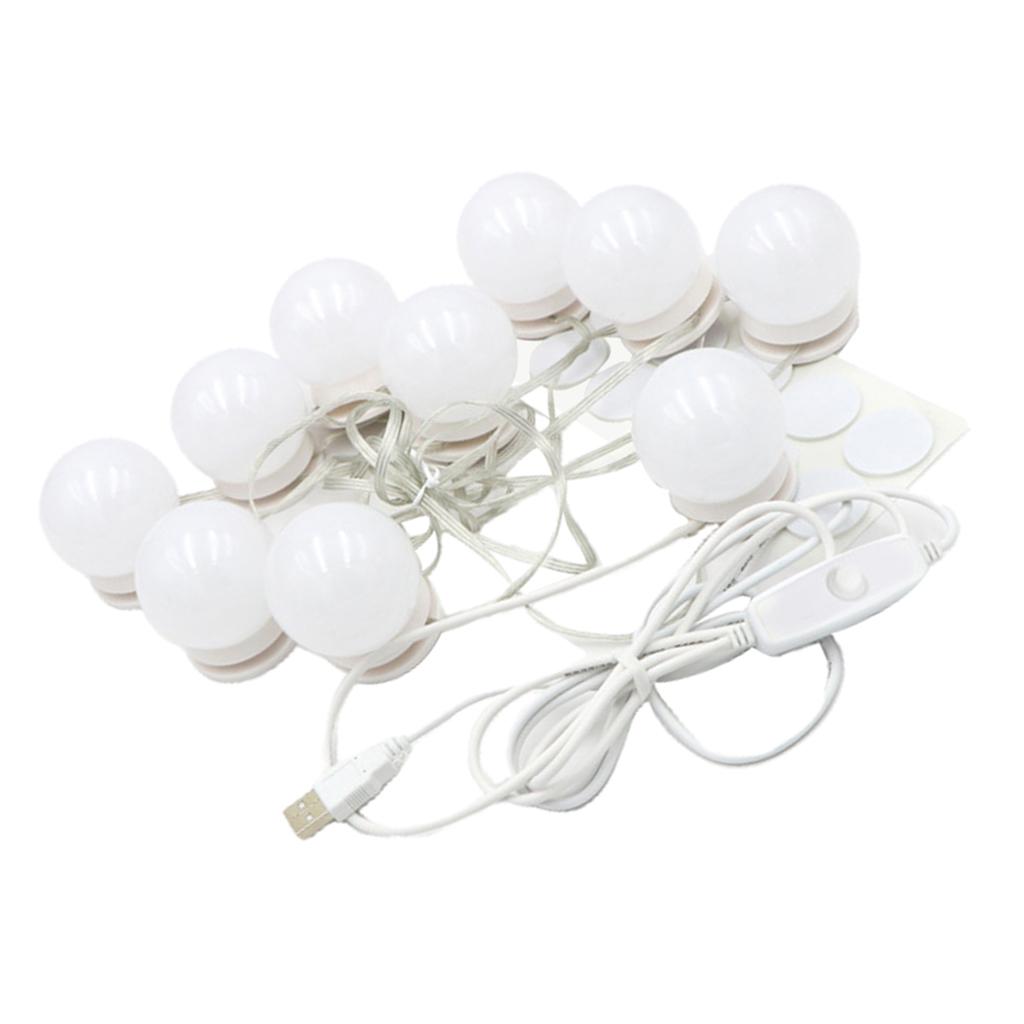 2x10x Hollywood Style LED Vanity Lights Dimmable Makeup Mirror Light Bulbs Kit White