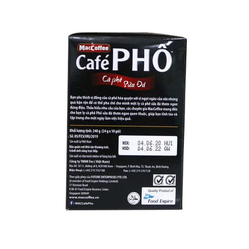 Cà phê Phố Sữa Đá - Maccoffee (hộp 10 gói x 24g)