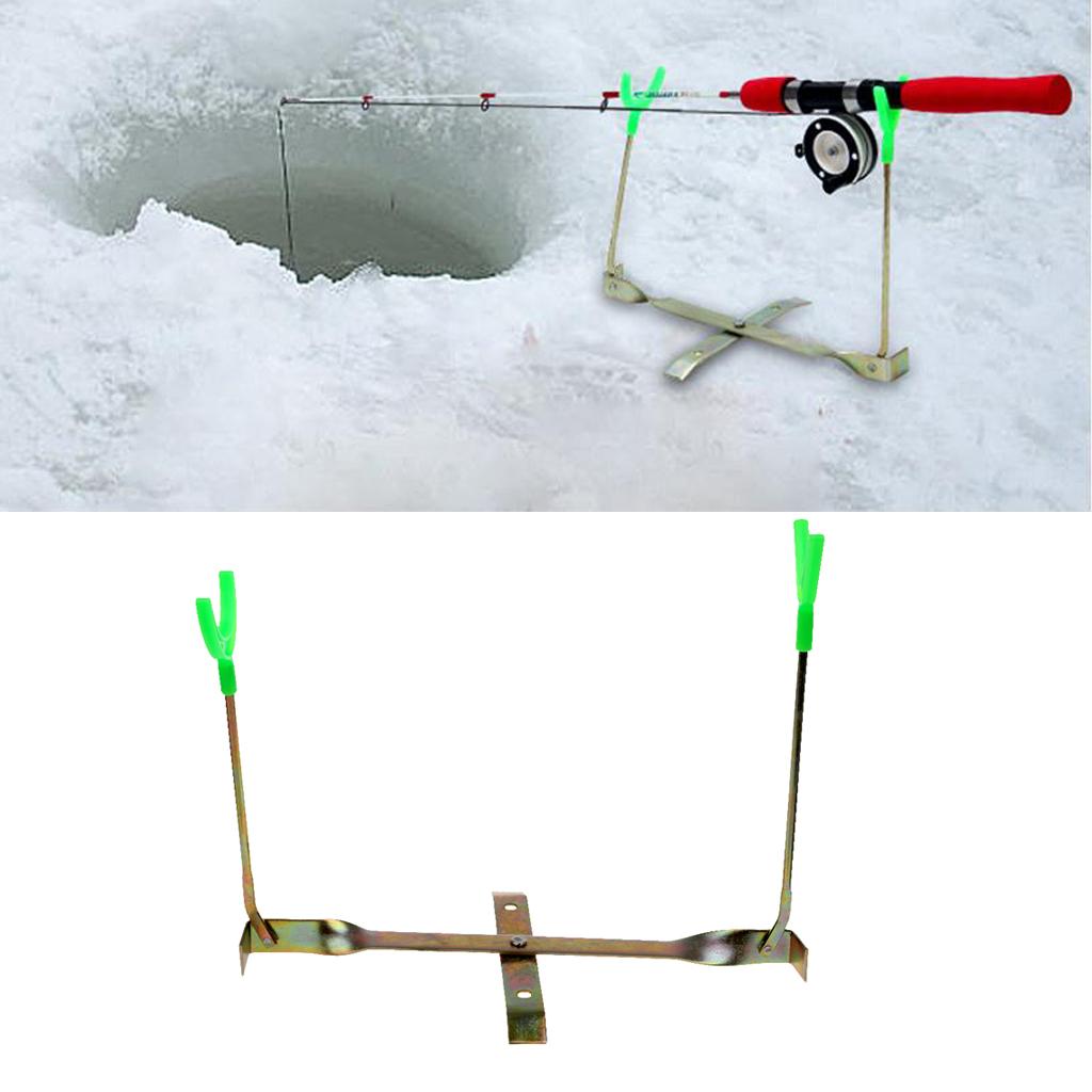 Outdoor Ice Fishing Rod Dual-Holder Rack 360 Rotation Y Shape Pole Stand