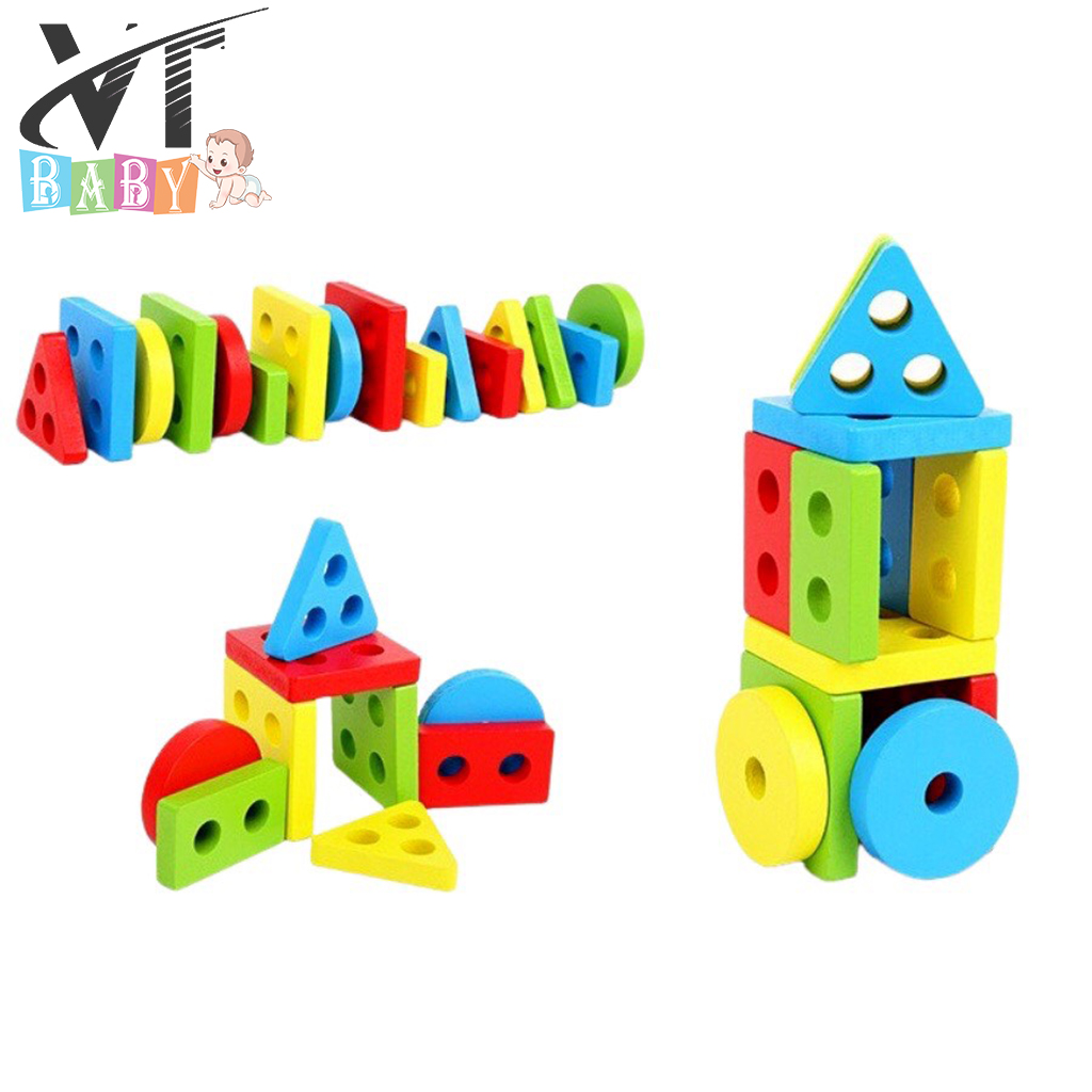 Bộ Thả 4 Cọc Hình Khối Bằng Cao Cấp Cho Bé