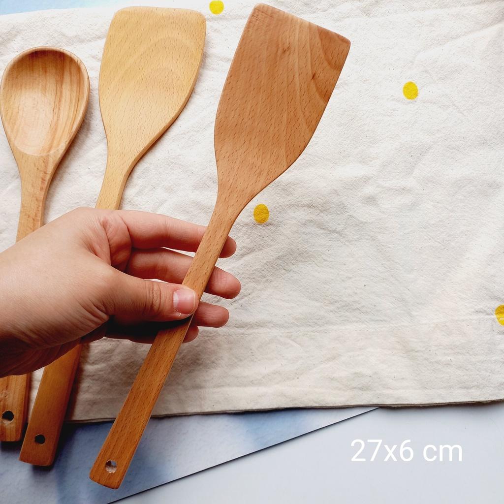 Muôi Sạn Xào Gỗ Beech Tự Nhiên Cao Cấp, Muôi Sạn Gỗ Decor Chụp Ảnh Trang Trí Của Craft Closet