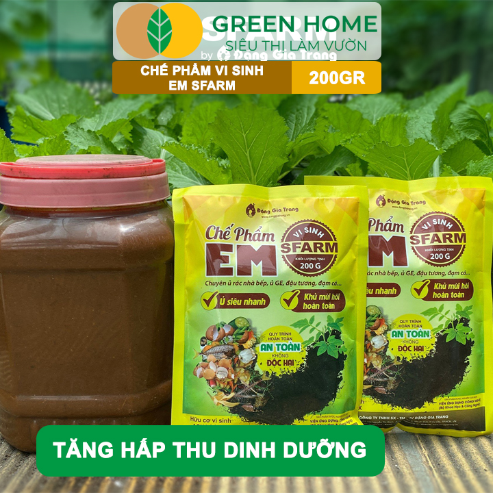 Chế Phẩm Vi Sinh EM Sfarm GreenHome, 200g, Ủ Phân Hữu Cơ Nhanh, Khử Mùi, Cải Tạo Đất Hiệu Quả