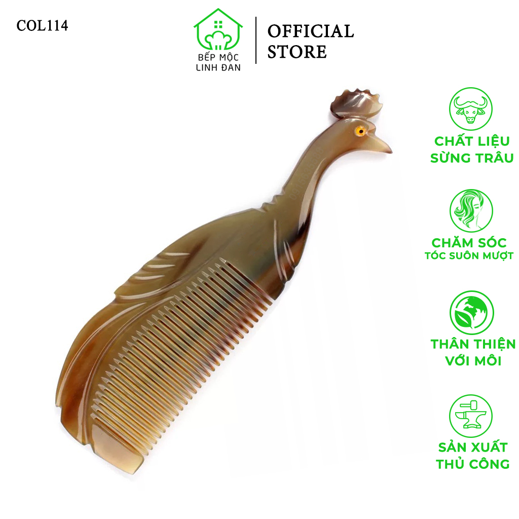 Lược Sừng Con Công Đẹp (Size: XL-21cm) Kiểu Dáng Công Khía [COL114]