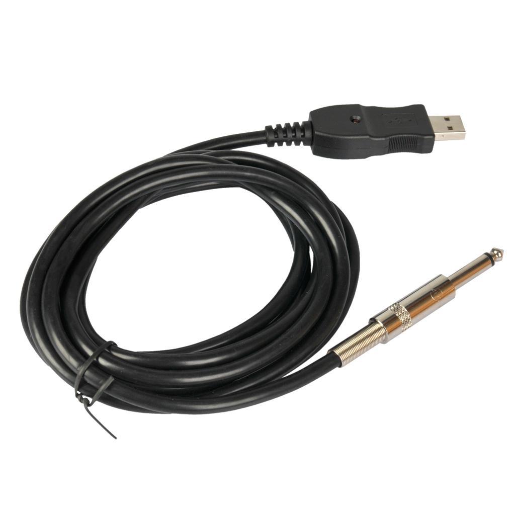 9.8ft Guitar Bass 1/4" USB to 6.3mm Jack Connection Instrument Cable Adapter