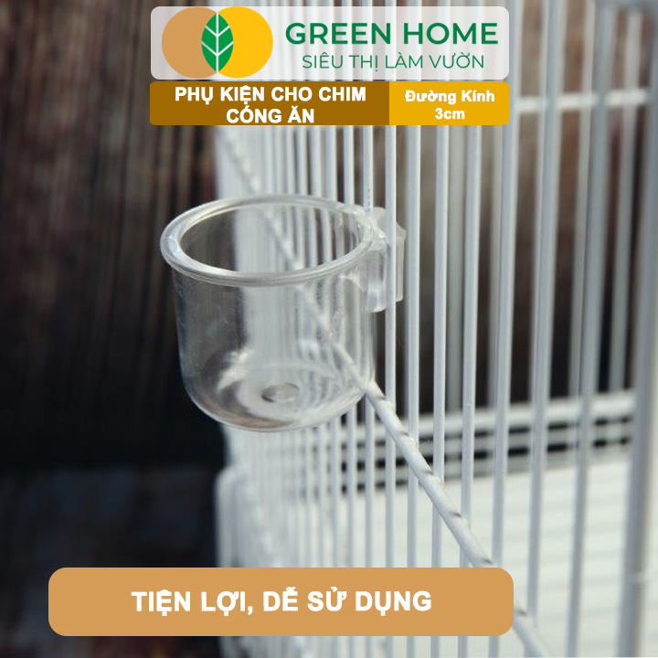 Cóng Ăn Cho Chim GreenHome, Nhựa Mica, Cho Chim Hút Mật, Khuyên, Chòe Đất, Yến,.. Siêu Bền, Nhỏ Gọn