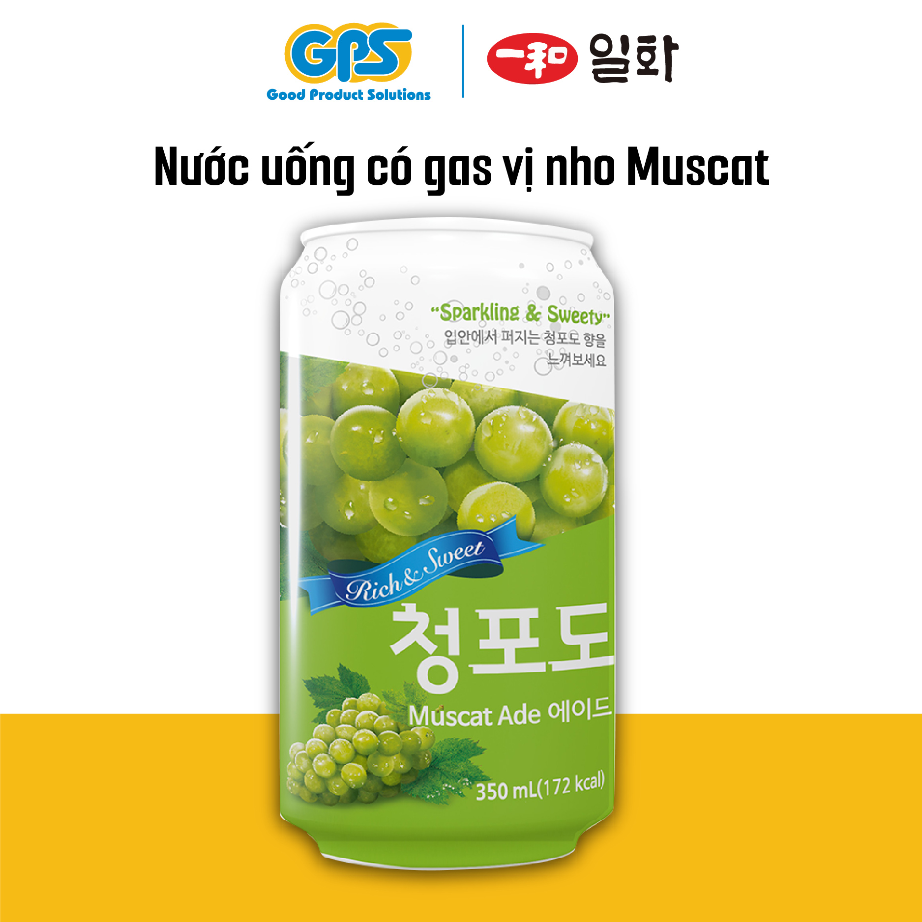 MUSCAT ADE – Nước uống có gas hương nho Muscat 355ml