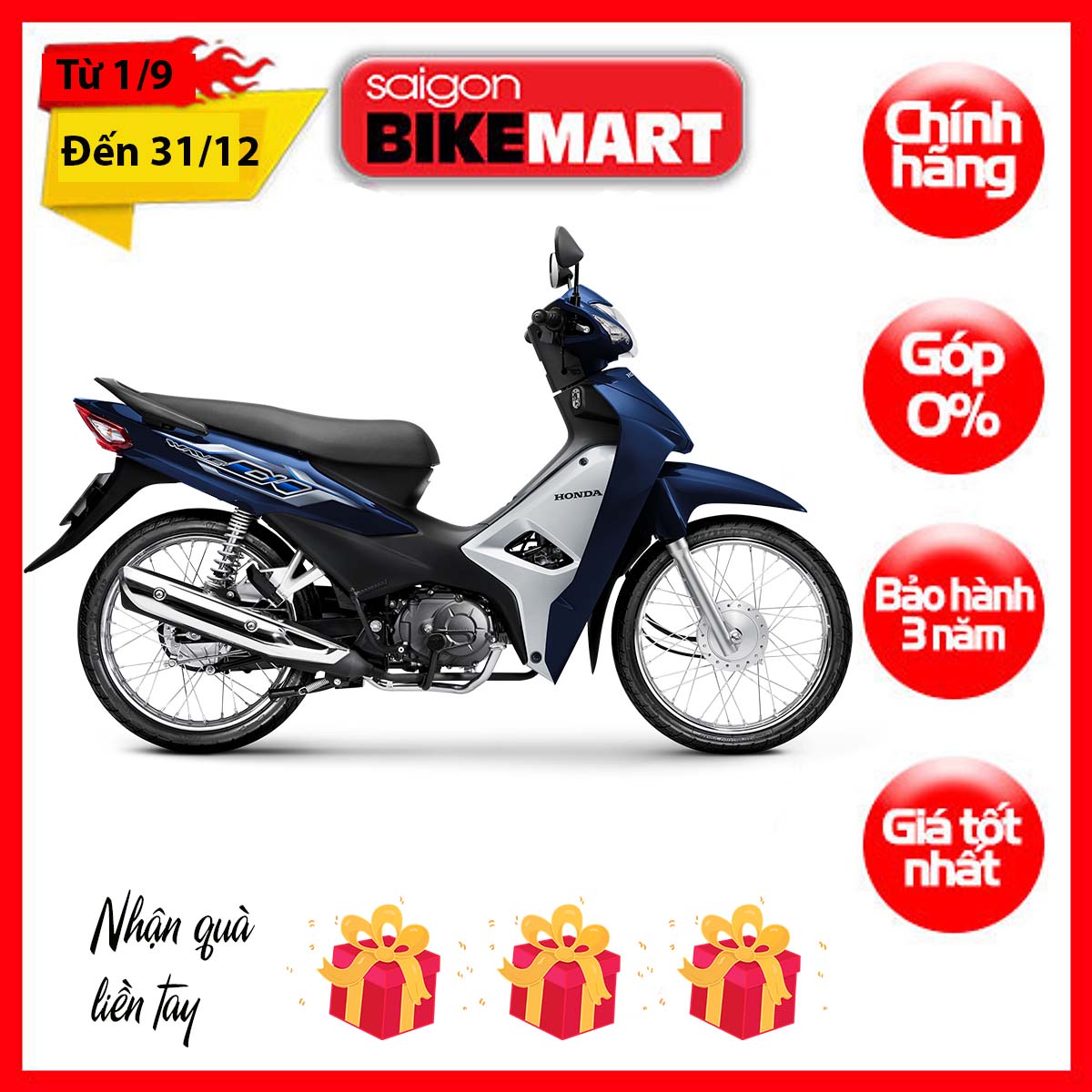 Xe máy Honda Wave Alpha 2023 Tiêu chuẩn Xanh