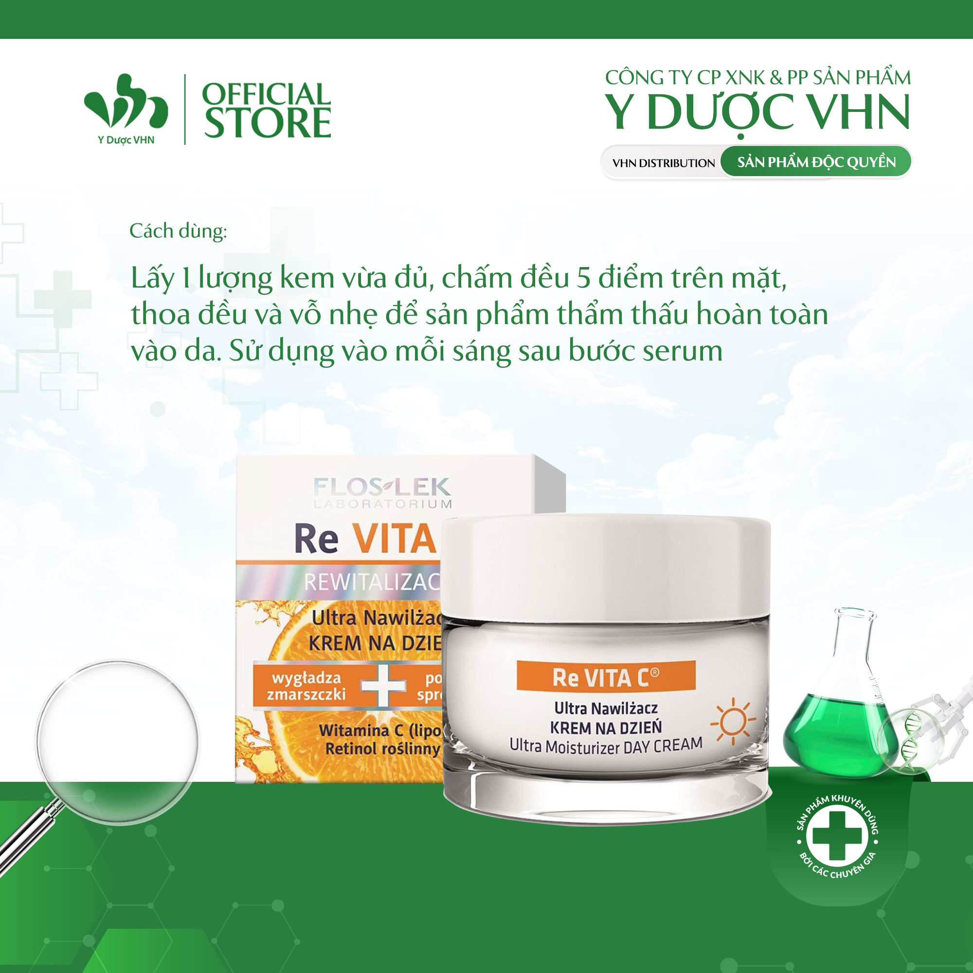 Kem Dưỡng Da Ban Ngày Revita C FLOSLEK Giúp Làm Sáng Da, Giảm Thâm, Da Căng Bóng Mịn Màng Hộp 50ml