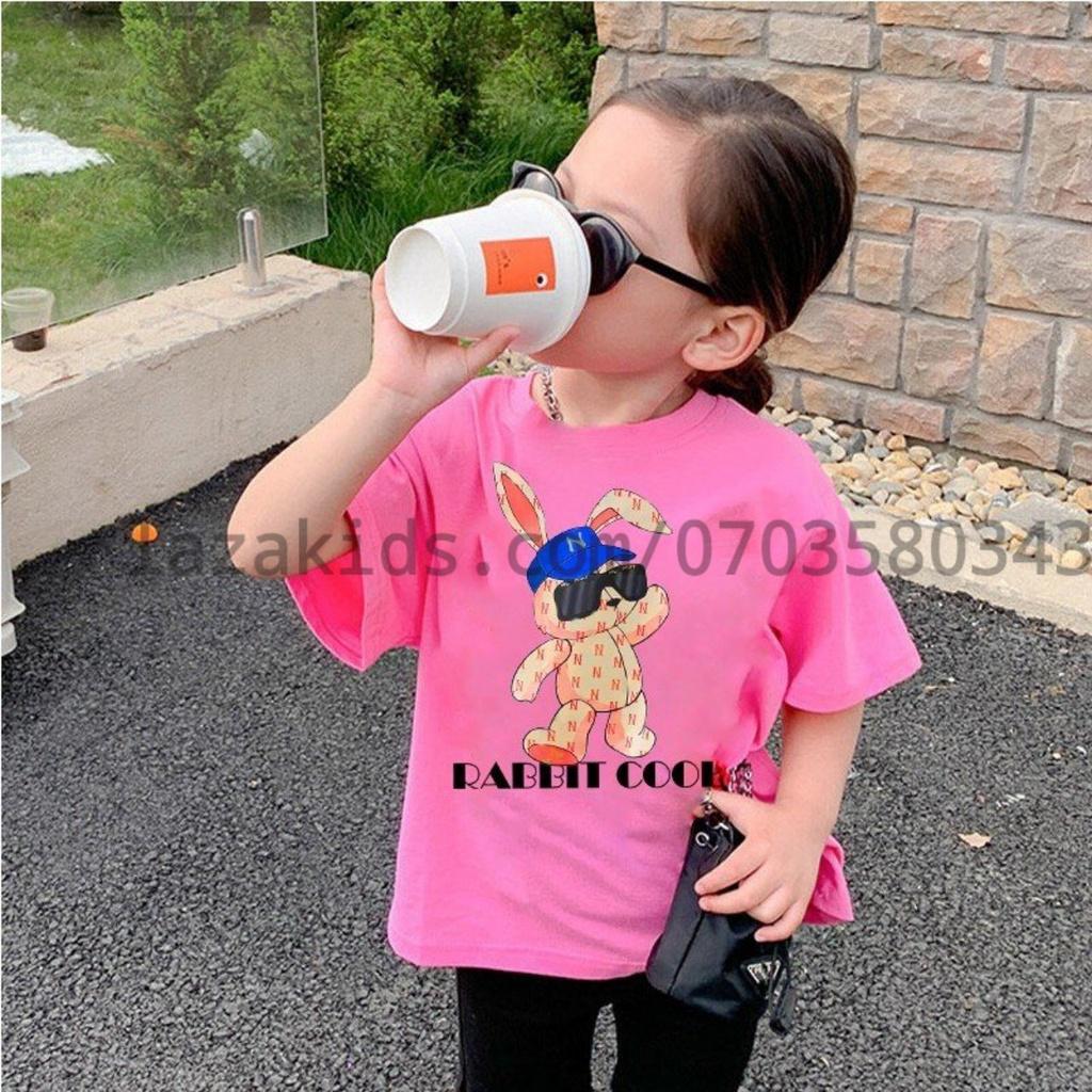 Set áo thun quần ngố bé gái vải cotton mềm đẹp 4 chiều chính phẩm RABBIT COOL cho bé 4 tuổi-14 tuổi
