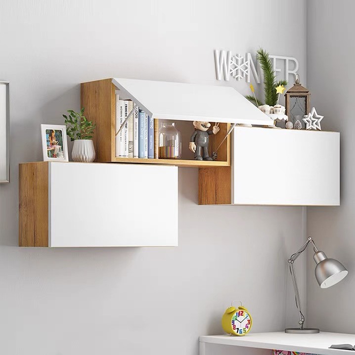 Tủ kệ gỗ treo tường trang trí cánh hất gỗ MDF cao cấp nhập khẩu phong cách tối giản hiện đại dễ dàng lắp ghép