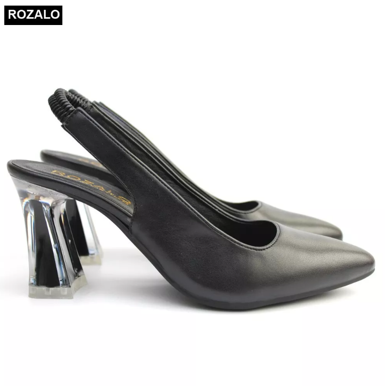 Sandal bít mũi cao gót 7P quai pha chun Rozalo R5370