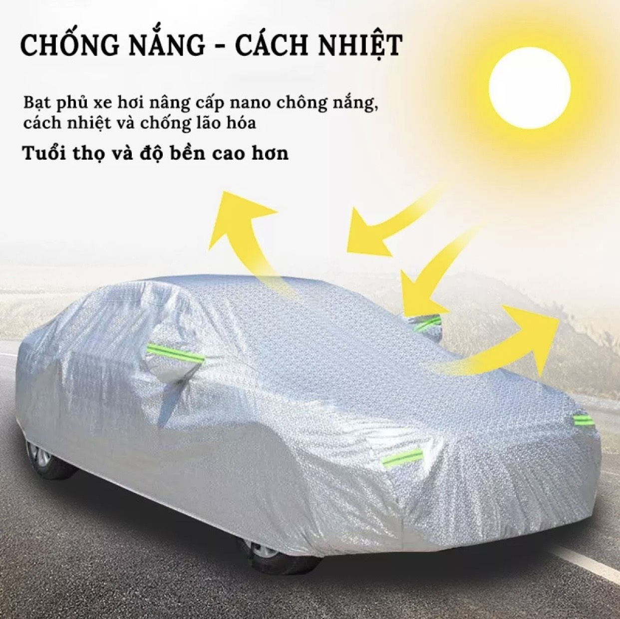 Bạt phủ che xe hơi - Bạt trùm xe ô tô 3 lớp tráng nhôm chống xước, chống nắng, chống mưa, chống cháy bảo vệ xe