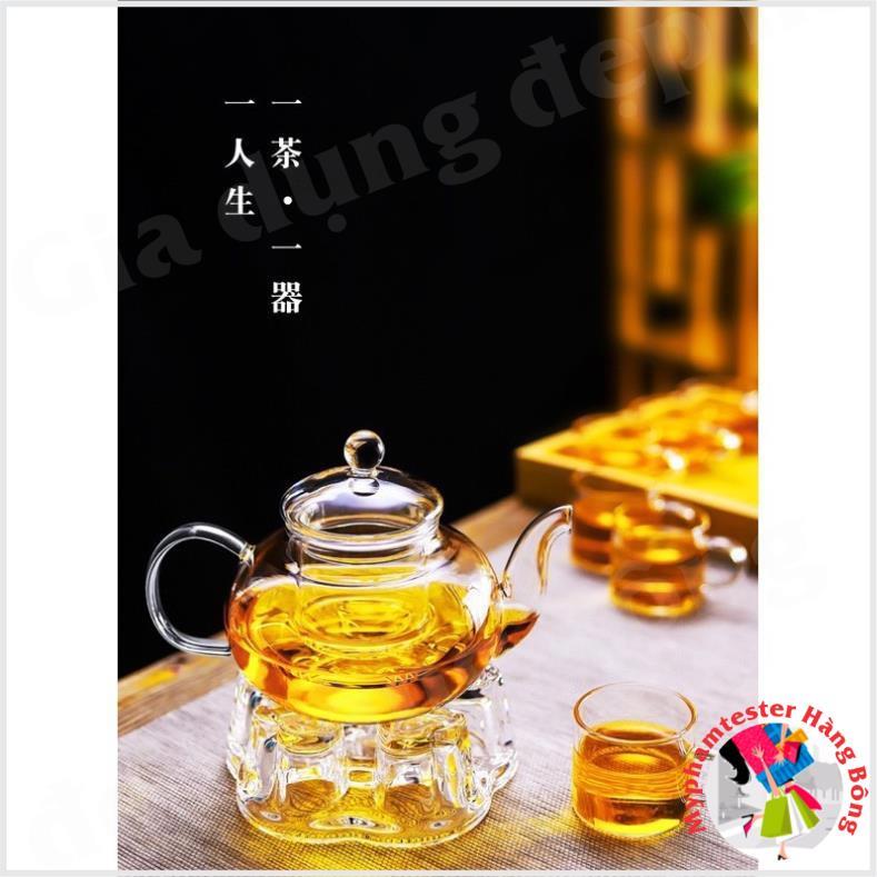 Combo ấm trà lọc 600ml và đế nến tim thuỷ tinh