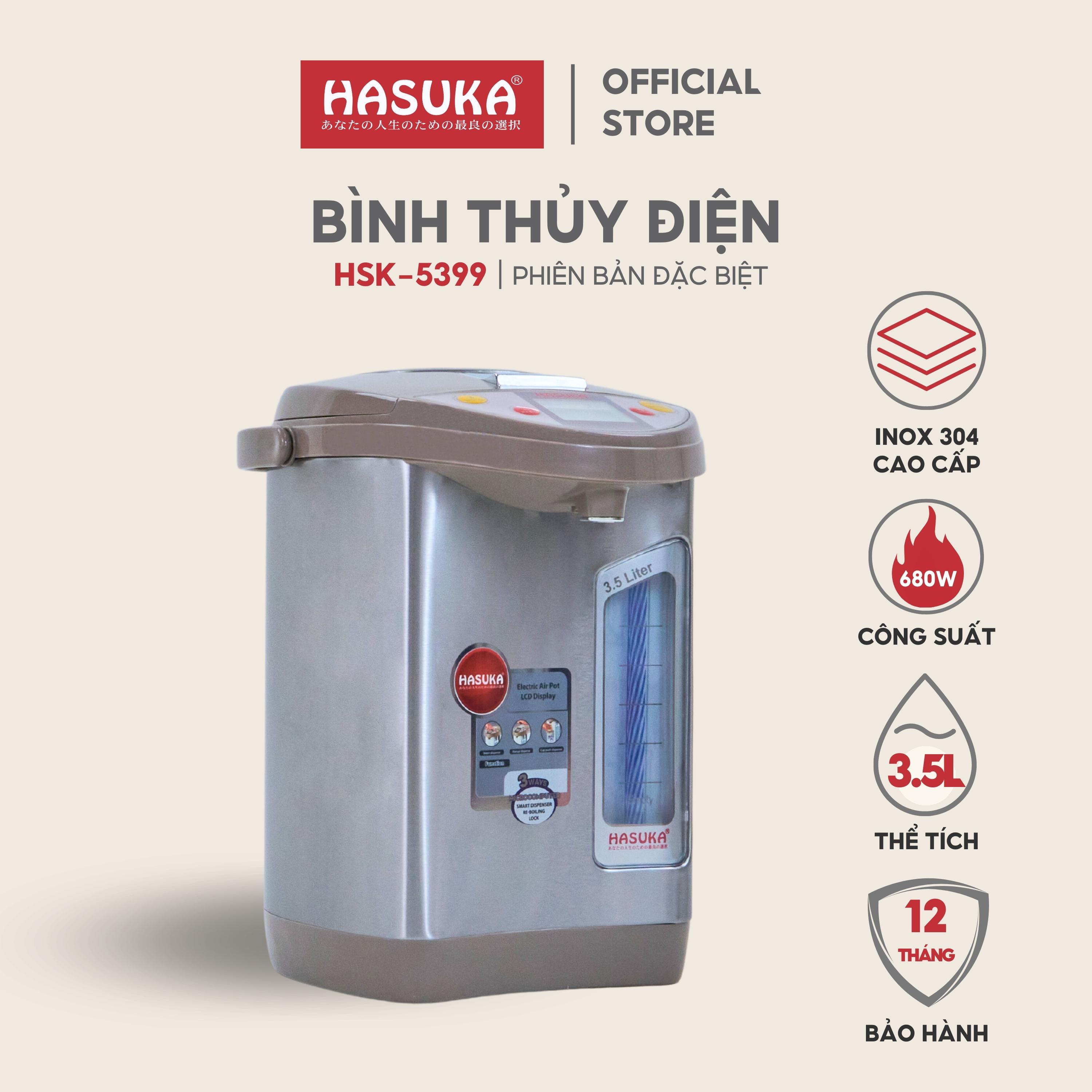 Bình thủy điện HASUKA HSK-5399 công suất 680W, thể tích 3.5L, thiết kế mới sang trọng hiện đại - HÀNG CHÍNH HÃNG