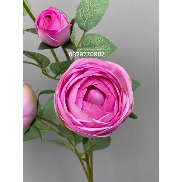 Cành hồng 4 bông trang trí cao cấp (giá 1cành)