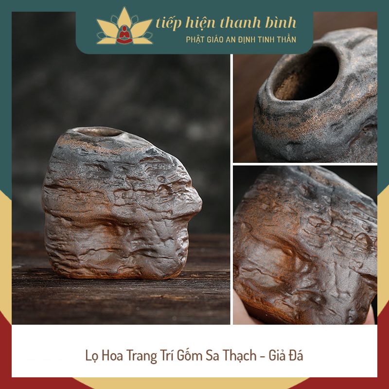 Bình Hoa Trang Trí Gốm Sa Thạch Giả Cổ Mộc Mạc