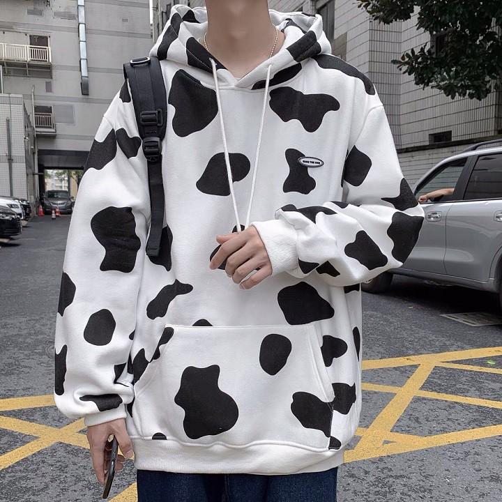 Hình ảnh Áo khoác bò sữa nỉ bông dày dặn hàng quảng châu form rộng unisex áo khoác zip BÒ SỮA