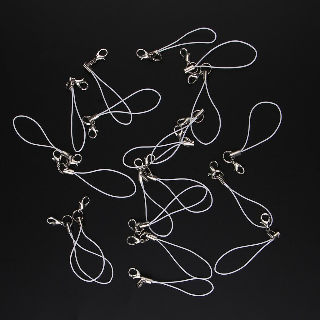 2X 20pcs DIY Mobile Cellphone Keychain Lanyard Charms DIY Rope White