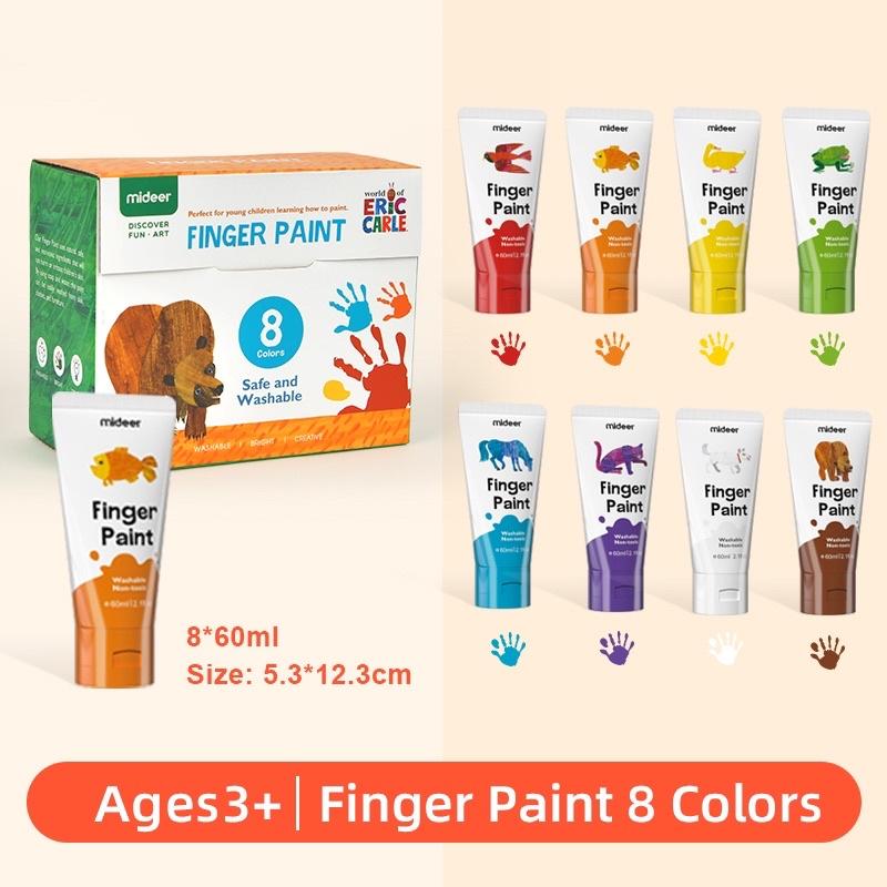 Finger Paint Mideer màu vẽ mặt, vân tay, màu nước an toàn cho bé kèm sổ vẽ và dụng cụ