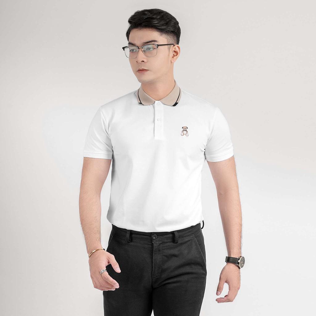 Áo Thun polo Nam Tay Ngắn Thêu Gấu có cổ vải Cotton dày mịn Rẻ Đẹp-REMMY