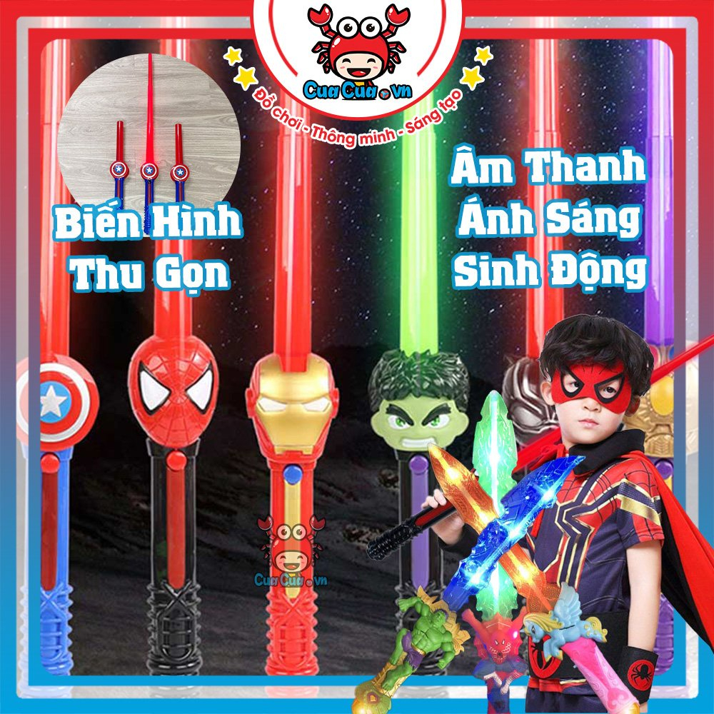 Kiếm phát sáng đồ chơi trẻ em, kiếm siêu nhân marvel người nhện spider man iron man có đèn nhập vai hóa trang cho bé