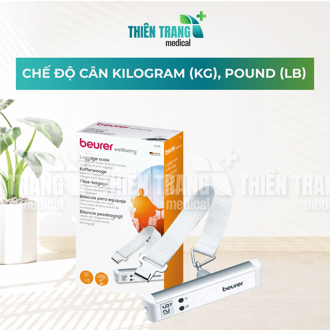 Cân hành lý Beurer, cân đi chợ điện tử, có đèn LS10 Thiên Trang Medical