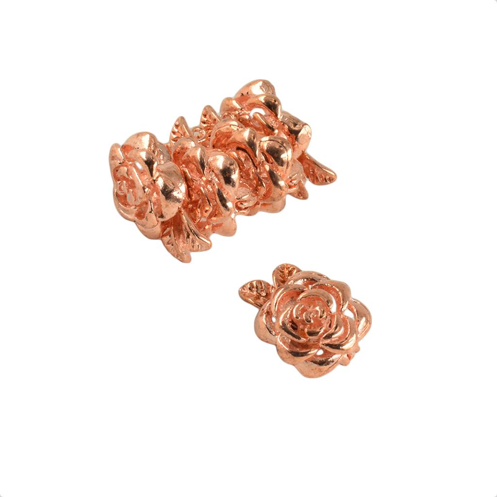 5pcs Rose Flower Magnetic Clasps Hooks Connectors Jewelry Findings Rose Gold