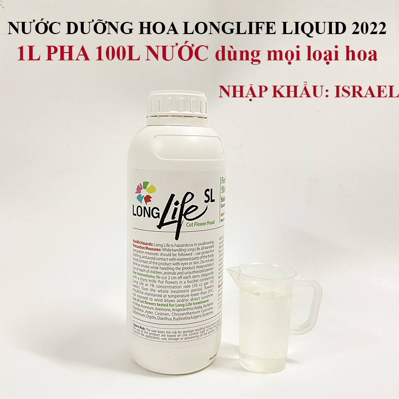 NƯỚC DƯỠNG HOA LÂU TÀN THẾ HỆ MỚI DÙNG CHO MỌI LOẠI HOA HIỆU LONGLIFE SL (CHAI 1L PHA 100L NƯỚC) NHẬP KHẨU GADOT ISRAEL