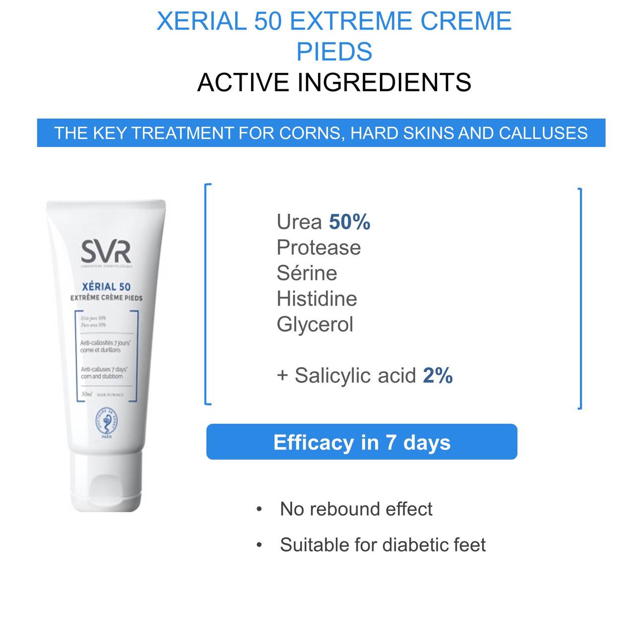 Kem dưỡng da làm giảm vết chai ở bàn chân, bàn tay và khuỷu tay SVR XERIAL 50 Extreme Creme Pieds 50ml + Tặng Kèm 1 Băng Đô Tai Mèo ( Màu Ngẫu Nhiên)