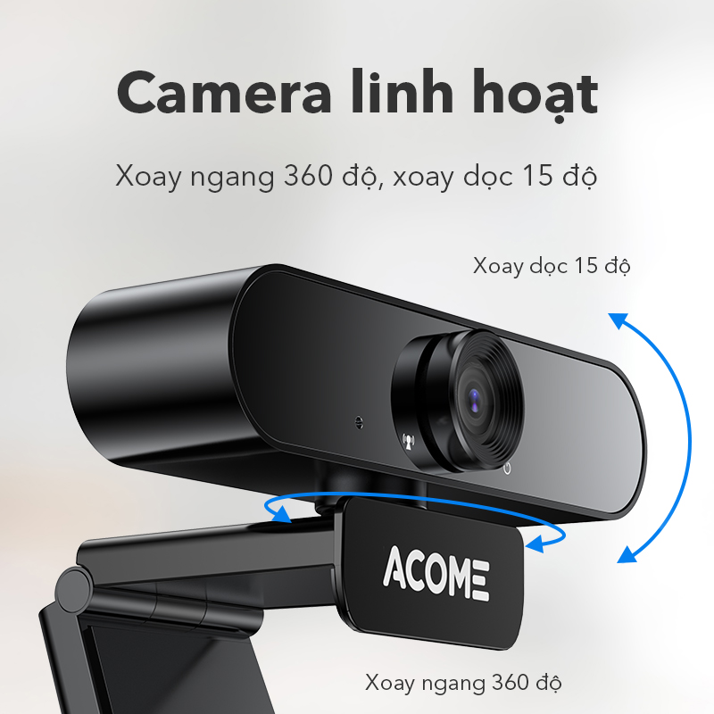 Webcam Máy Tính ACOME AWC11 Full HD 1080P Ảnh Siêu Nét Video Call Online Có Micro Chống Ồn - Hàng Chính Hãng