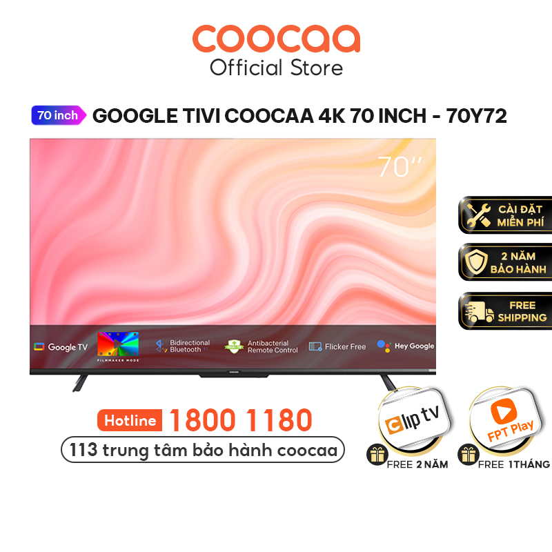 Smart Google Tivi Coocaa 4K 70 Inch - Model 70Y72 - Hàng Chính Hãng