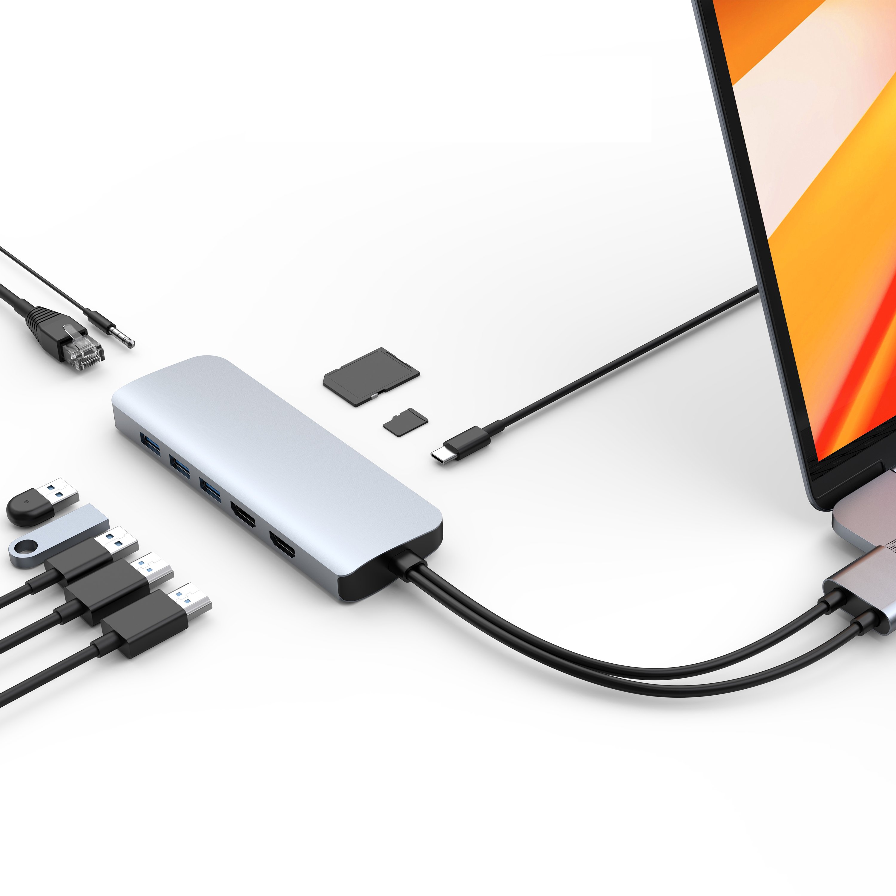 CỔNG CHUYỂN HYPERDRIVE VIBER 10-IN-2 4K60HZ USB-C HUB FOR MACBOOK/IPADPRO/LAPTOP/SMARTPHONE - HÀNG CHÍNH HÃNG