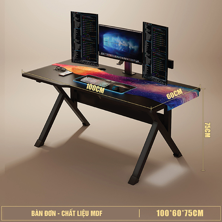 Bàn Gaming, Bàn Máy Tính Mặt MDF Cao Cấp Để PC, Laptop Bền Bỉ, Khung Sơn Tĩnh Điện Thiết Kế Hiện Đại Trẻ Trung