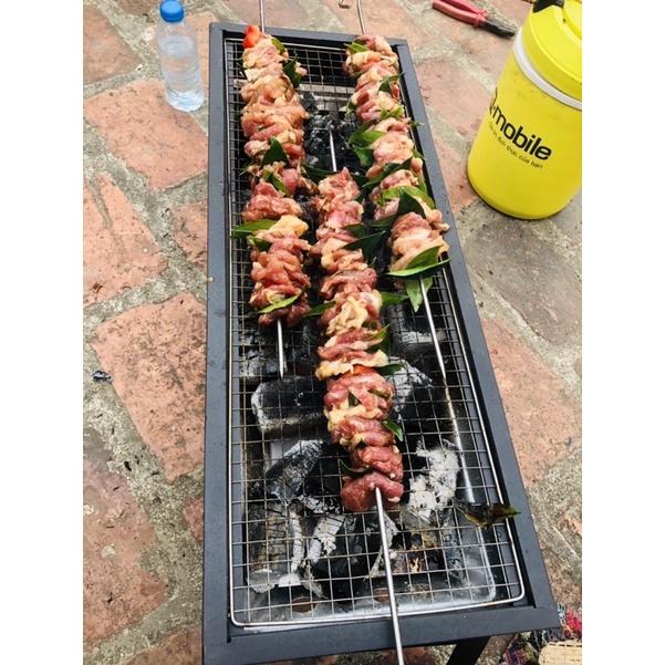 Bếp nướng than hoa BBQ ngoài trời loại dài chất liệu INOX gấp gọn tiện lợi khi mang đi du lịch