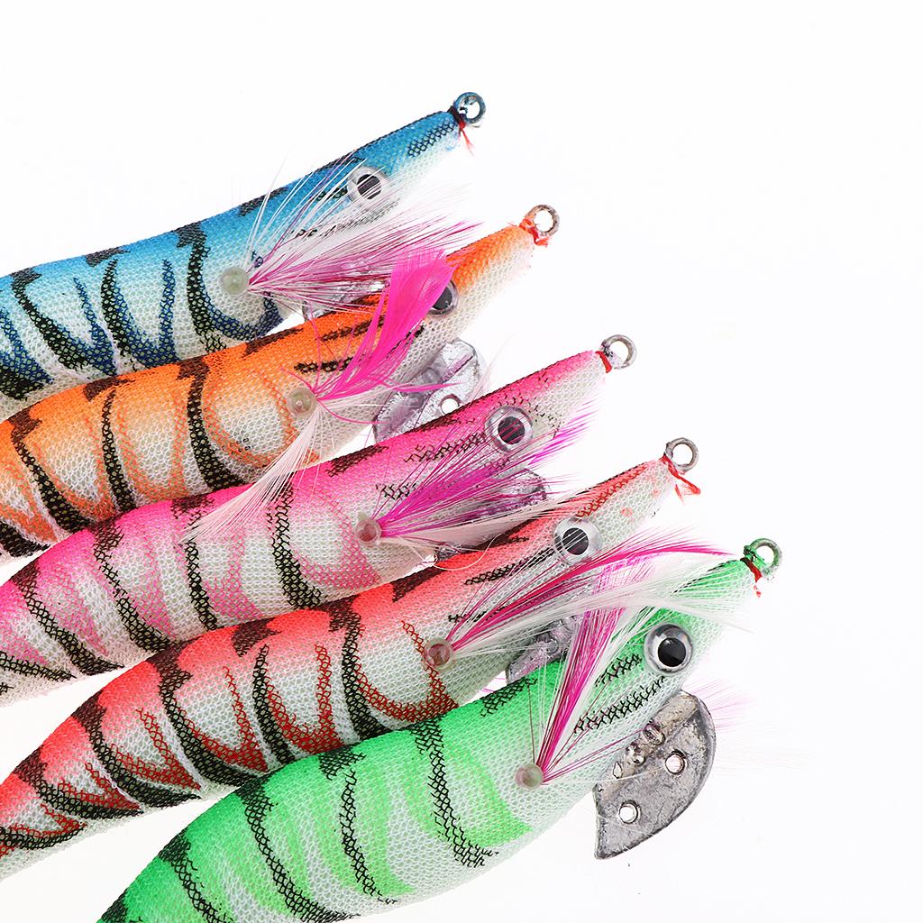 5x Artificial Shrimp Fishing Lures Sea Lures Bait Fishing Jigs Luminous Tail
