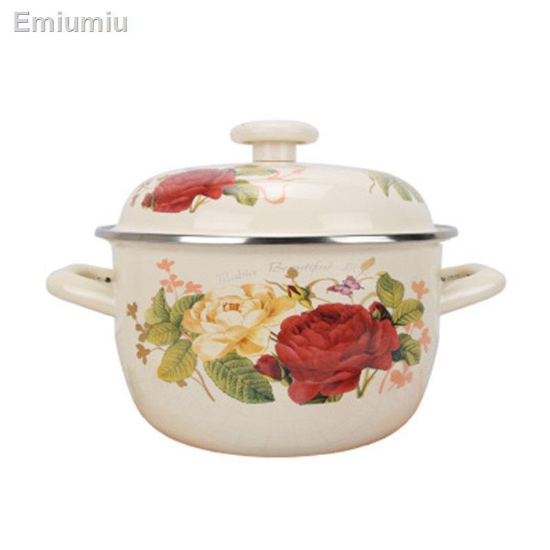 Nồi tráng men dày 16-24cm có nắp đậy tô mì ăn liền hai bên, tô trộn trái cây, nồi nấu phở, nồi hầm, bếp từ đa năng