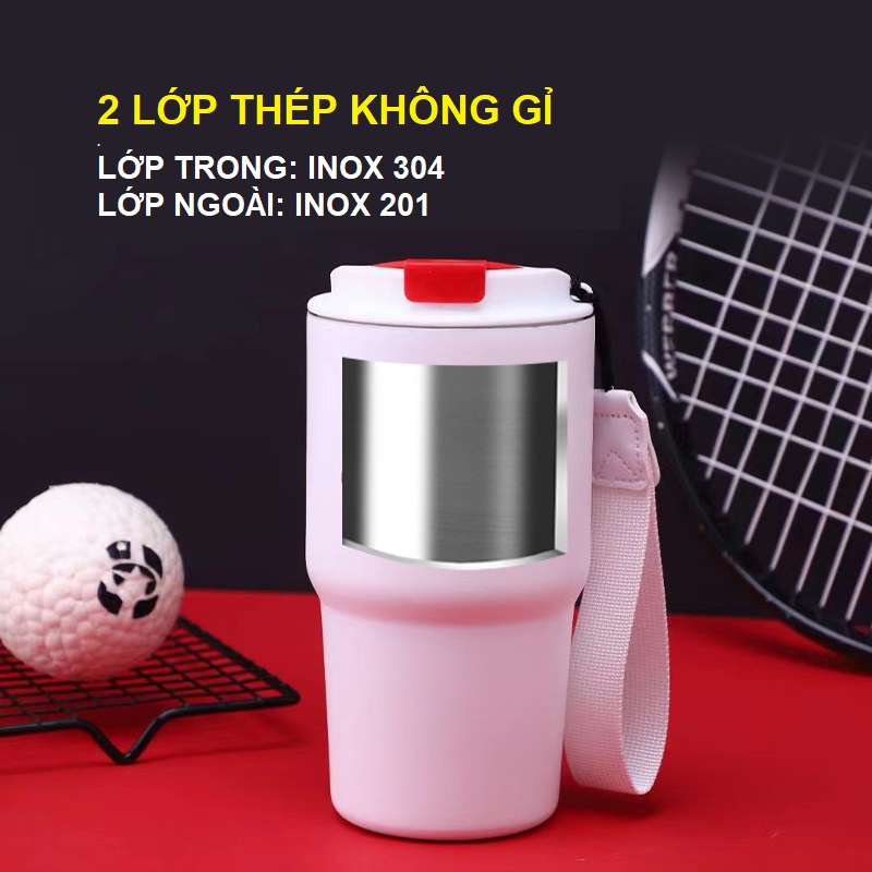 Ly giữ nhiệt có ống hút dung tích 600ml chất liệu thép không gỉ inox 304 thích hợp làm cốc đựng nước giữ nhiệt 6-8 tiếng