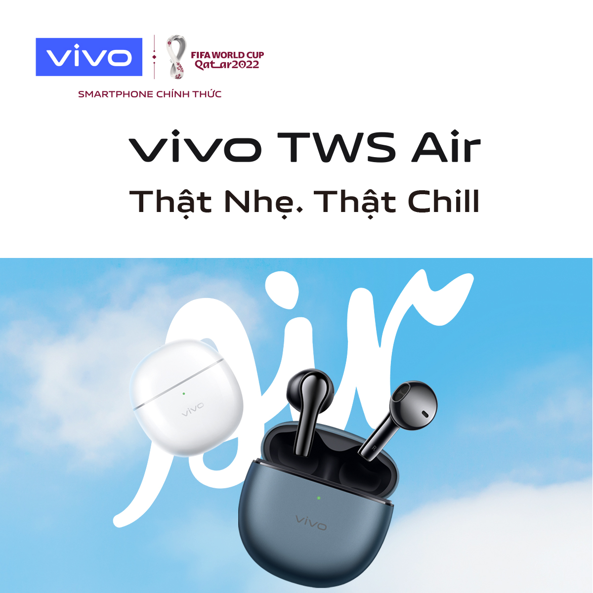Tai nghe Bluetooth True Wireless VIVO Air - Hàng Chính Hãng