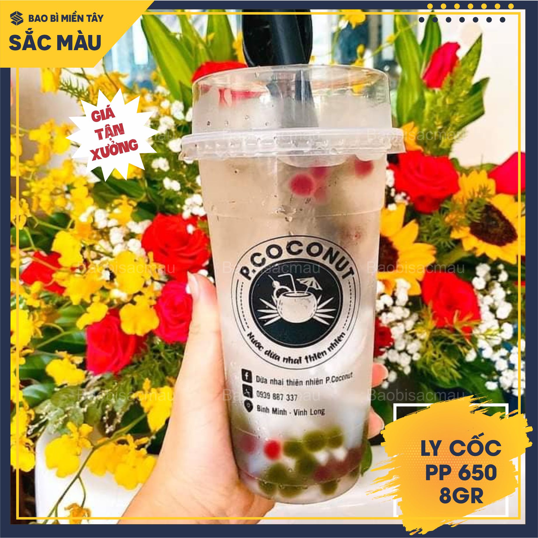 Sỉ 50 cốc nhựa/ ly nhựa PP 650 kèm nắp