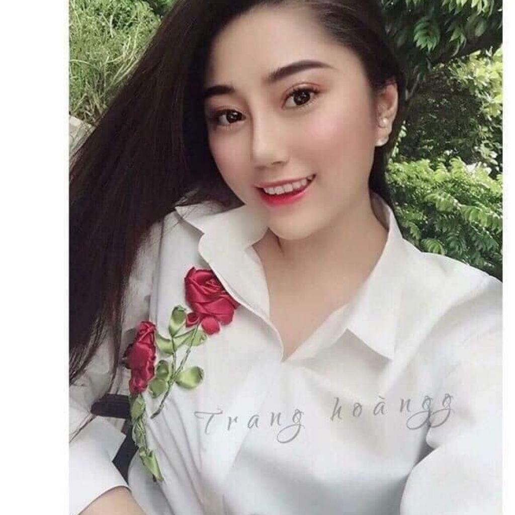 Áo sơ mi thêu hoa Hồng Bàn Tay  HOA ĐÔ