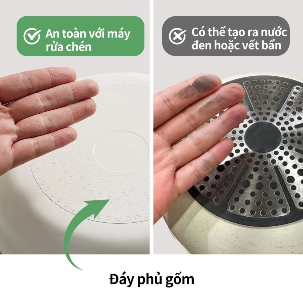 Bộ 3 Nồi Chảo Đá Gốm Chống Dính Mishio 5 Món - Tay Cầm Tháo Rời, Không Chứa PFAS/PTFE/PFOA, Dùng Mọi Loại Bếp - hàng chính hãng