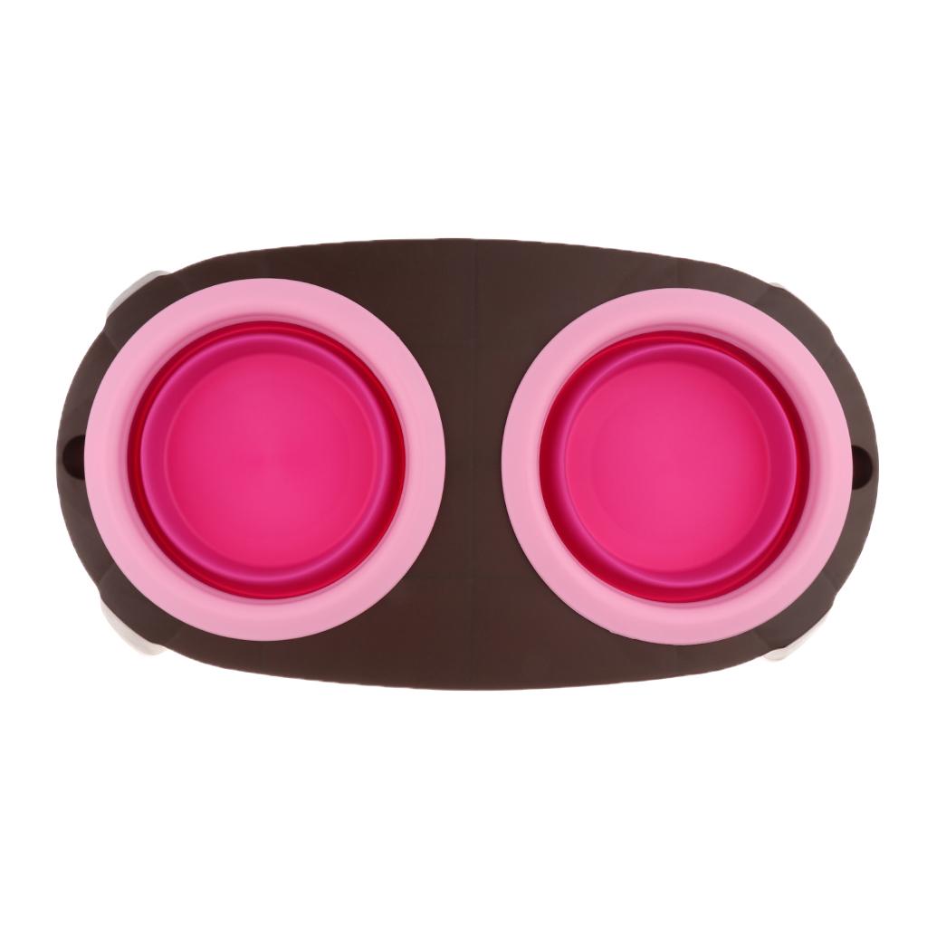 Removable Dog Folding Bowl Pet Cat Puppy Food Water Feeding Travel Bowl Pink