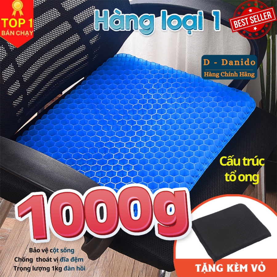 Đệm ngồi Gel 3D tổ ong thoáng khí, Đệm ngồi cao cấp chất liệu Silicon co giãn 4 chiều mát lạnh siêu êm - Hàng chính hãng D Danido