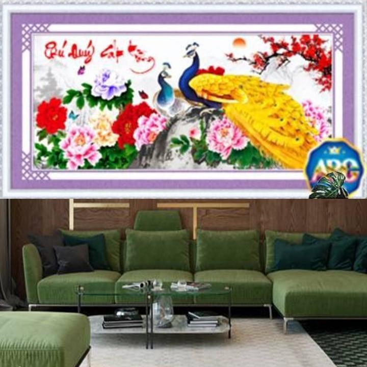 Tranh đá công vàng phú quý cát tường DF327 - kích thước: 100 * 50cm.