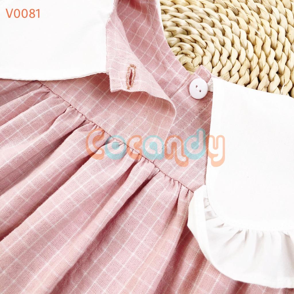 Váy babydoll Hồng phối Trắng cho bé của COCANDY mã V0081