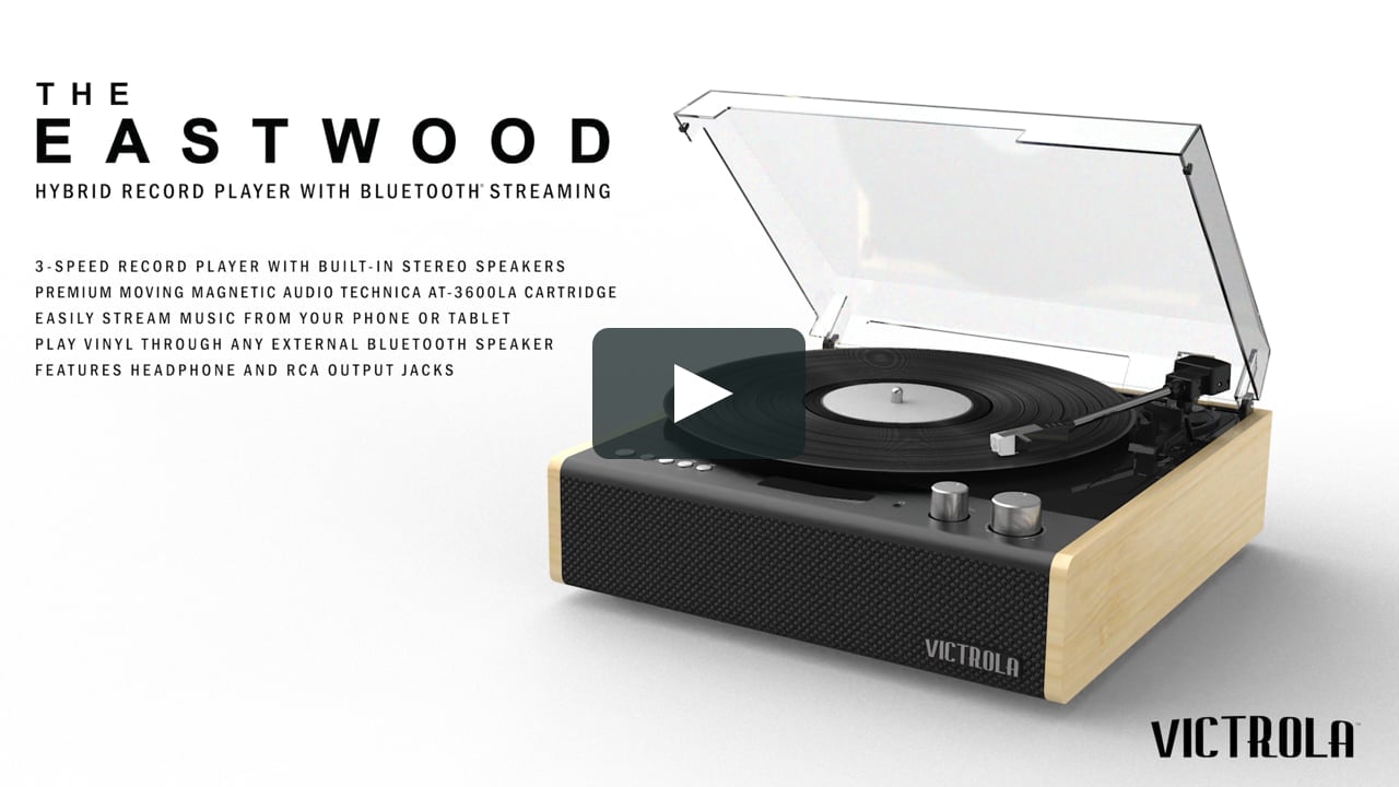Victrola Eastwood 3-speed turntable, Built-in speakers, Dual BT, ceramic stylus - New 100%